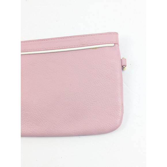 Ralph Lauren Pink Leather Wristlet Clutch Pouch RLL Logo Gold Zip Womens - Picture 8 of 14